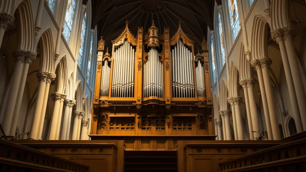 Kirchenorgel auf der Empore einer Kirche