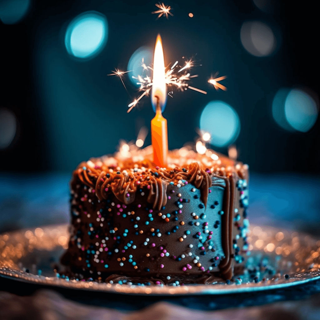 Geburtstag Musik Geburtstagskuchen mit Kerze
