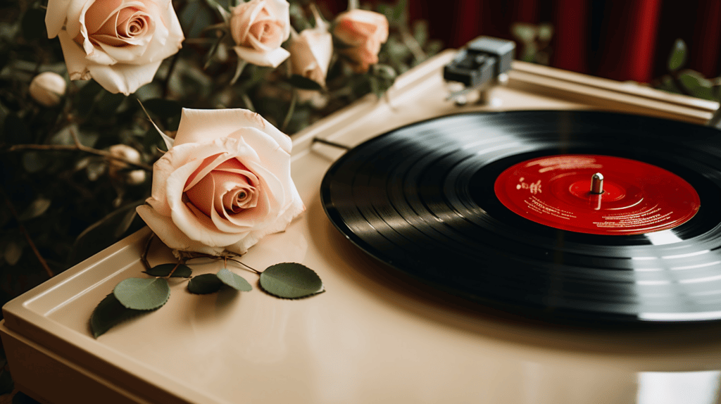 Vinylplatte auf Hochzeit spielt Hochzeitslieder